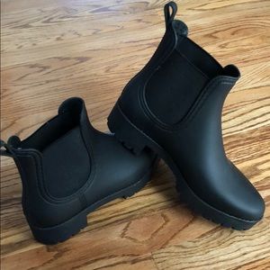 Black rain boots
